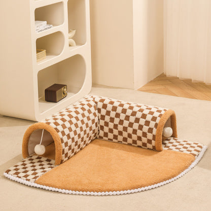 2-in-1 Cat Tunnel Bed — Play Mat & Hideaway Toy for Cats