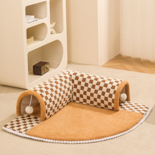 2-in-1 Cat Tunnel Bed — Play Mat & Hideaway Toy for Cats